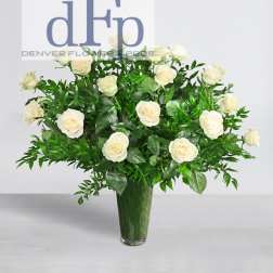 Long Stemmed White Rose arrangement, Fair Trade 1-3 dozen