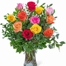 1 Dozen Vibrant Roses
