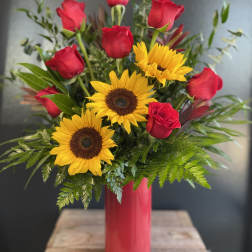 Sunflowers and Roses