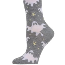 Gray sock with ghost and star pattern