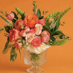 Peach & Coral Garden | DFW Local Florist (Cube Vase Only)