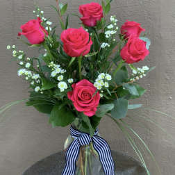 6 long stem roses - various colors available