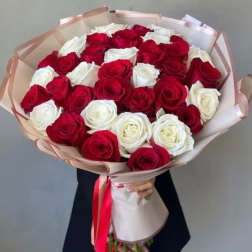 Red and White Rose Bouquet
