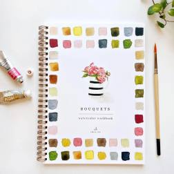 Emily Lex Flowers Watercolor Book, Brushes and Paint