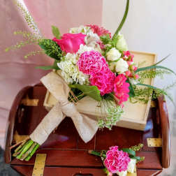 Handtied Bouquet & Boutonniere Set