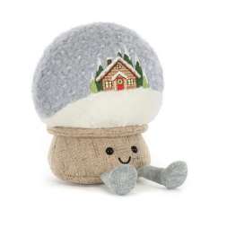 Plush mushroom toy with a winter cabin design on top