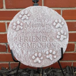 Faithful Friend with pawprints Cement Statue