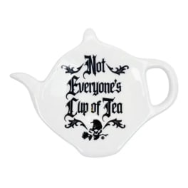 White teapot-shaped cup with black text reading Not Everyone's Cup of Tea