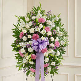 Deepest Sympathies Lavender & White Standing Spray