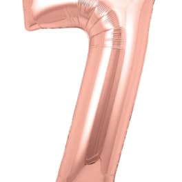 Rose gold number 7 foil balloon on a white background
