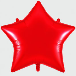 Red star-shaped foil balloon on a white background