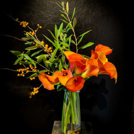 Modern Sunset Mini Callas in vase