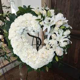 Carnation Heart with Lily Rose Accent - White or Choose another Color