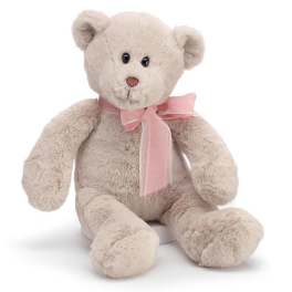 SOFT BEIGE BEAR WITH SHEER RIBBON