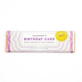 Birthday cake chocolate bar wrapper with pastel stripes