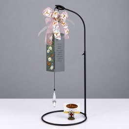 Decorative hanging memorial ornament with butterfly ribbon and crystal drop