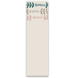 Tall cream sign with thankful, grateful, and blessed text