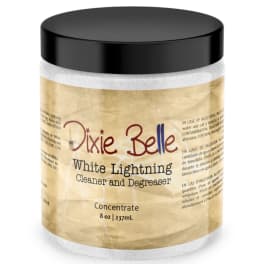 Jar of Dixie Belle White Lightning cleaner with a black lid