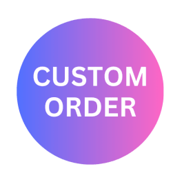 Round gradient badge with the words CUSTOM ORDER in white text