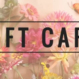 Gift card graphic with pastel flowers and bold text