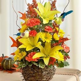 Autumn Birds Nest of Flowers