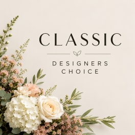 Cream and blush floral arrangement with a large white rose and hydrangea