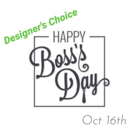 Graphic reading "Happy Boss's Day" with "Designer’s Choice" and "Oct 16th" text