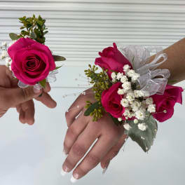 Corsage and Boutonnieres for High School Formals pink
