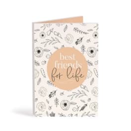 Greeting card with floral doodles and the words best friends for life