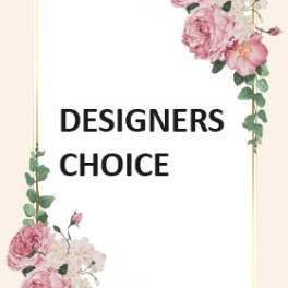 Floral framed card with pink flowers and the words Designers Choice