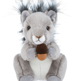 Plush squirrel holding an acorn
