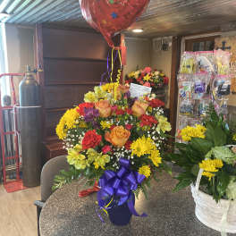 fresh flowers and balloon