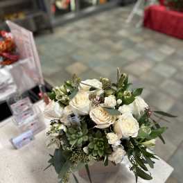 White Rose Succulent Bouquet