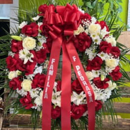 Red and White Sympathy wreath