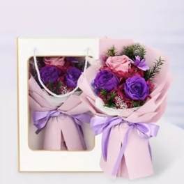 Purple mixed preserved florals bouquet! 