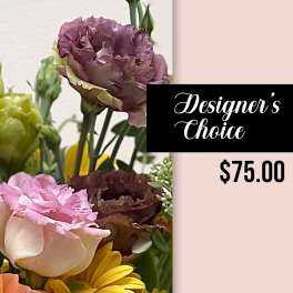 Mixed bouquet with pink, purple, and yellow blooms