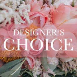 Pink floral bouquet with large blooms and white filler flowers