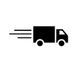 Black delivery truck icon on a white background