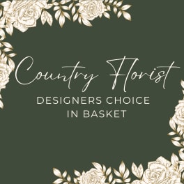 Country Florist designer's choice in basket graphic with floral border