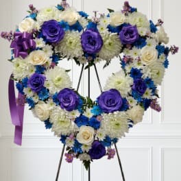 white, Blue and purple open heart