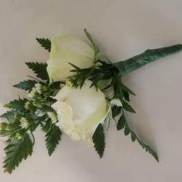 White Rose Boutonnière by Dixie's Flowers