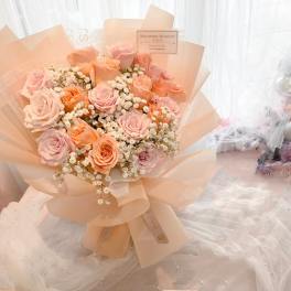 [FRESH FLOWER] Peach pink rose bouquet