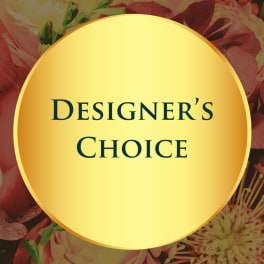 Designer’s Choice text over a floral background