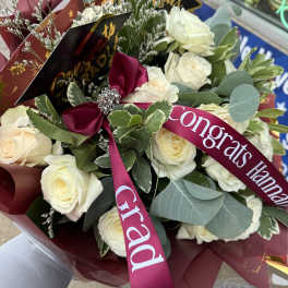 Maroon & White Graduation Bouquet 