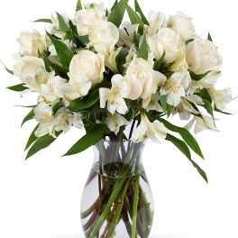 White Roses & White Alstroemeria