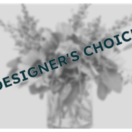 Blurred bouquet in a glass vase with a diagonal text overlay