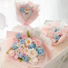 [SOAP FLOWER] Cotton Candy Color Soap Flower Bouquet