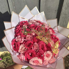 50 mix roses hot pink & light pink