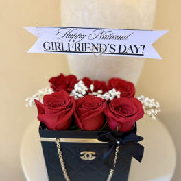 Black Chanel inspired rose chain bag