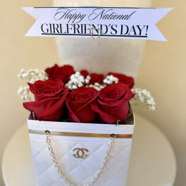 White Chanel inspired rose chain bag